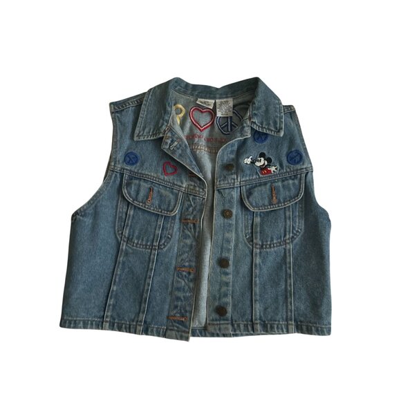 DISNEY Store Vintage Peace Love Disney Denim Vest Size Medium - Picture 7 of 7